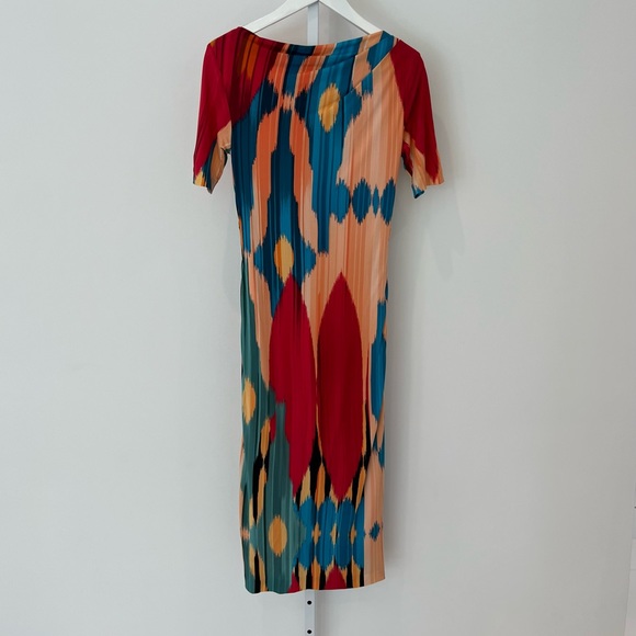 ETRO RED MULTI VISCOSE SHORT SLEEVE DRESS SIZE IT 42 / US 6 - Picture 4 of 17